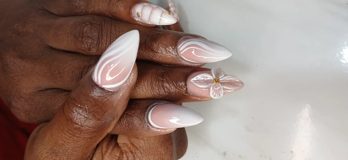 Gel X set with pastel nail art at Glit Nails 28th February Road Accra