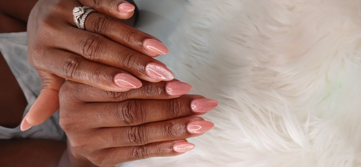 Gel manicure with deep red polish at Glit Nails 28th February Road