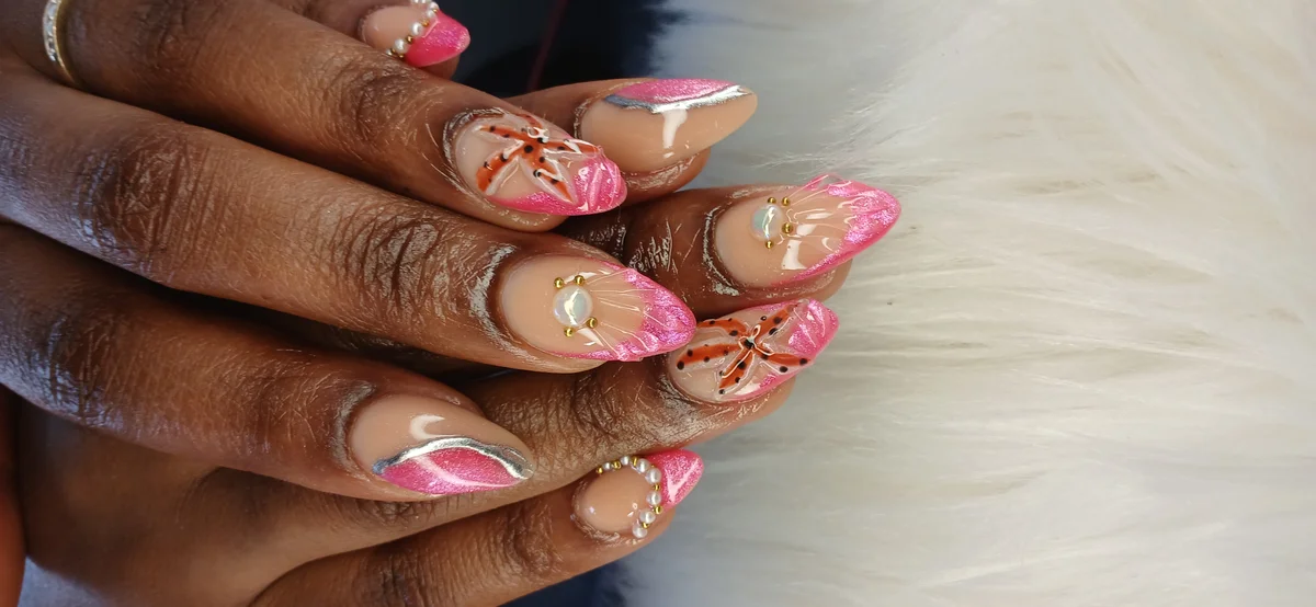Poly Gel ballerina nails with pastel ombre at Glit Nails Accra Ghana