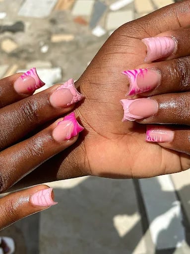 Glossy gel polish manicure